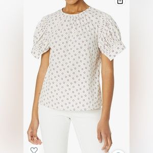 Rebecca Taylor Women's Suzanne Fluer Short Sleeve Poplin Blouse
